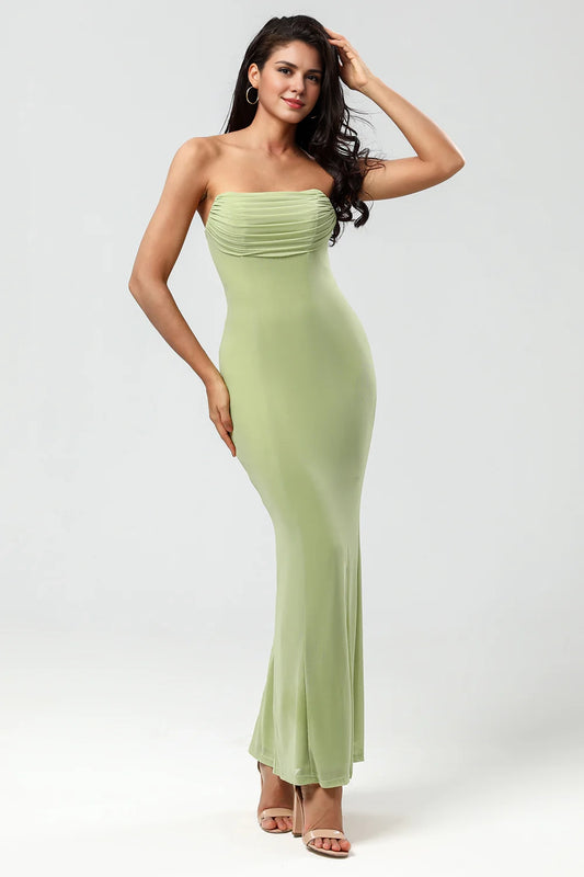 OKBBN's charming slim fit mermaid with shoulder baring and floor opening Bridesmaid Dresses