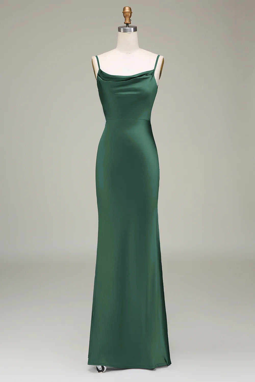 OKBBN's charming slim fit slim shoulder strap long satin Bridesmaid Dresses