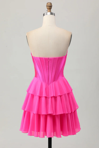 OKBBN's charming slim layered sweetheart tight corset short Homecoming Dresses