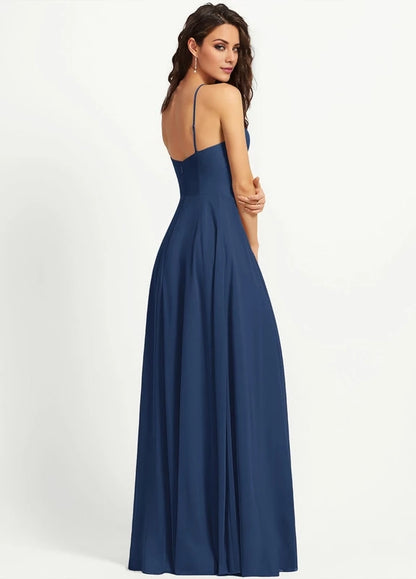 OKBBN's charming slim shoulder strap sleeveless slit backless Prom Dresses