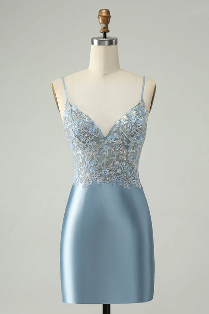 OKBBN's charming sparkling tight bead floral satin Homecoming Dresses