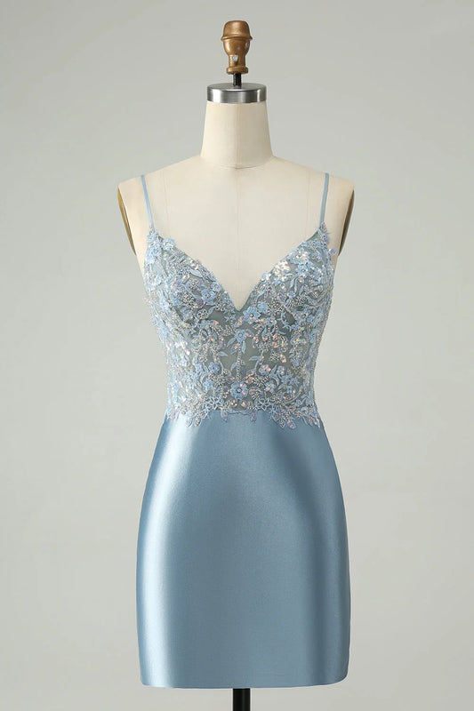 OKBBN's charming sparkling tight bead floral satin Homecoming Dresses