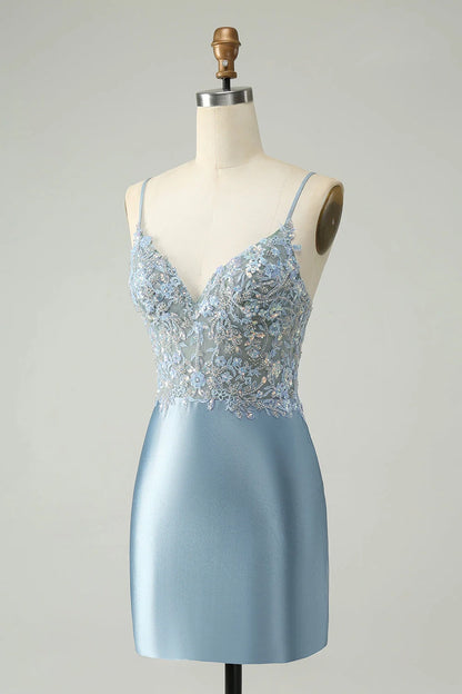 OKBBN's charming sparkling tight bead floral satin Homecoming Dresses