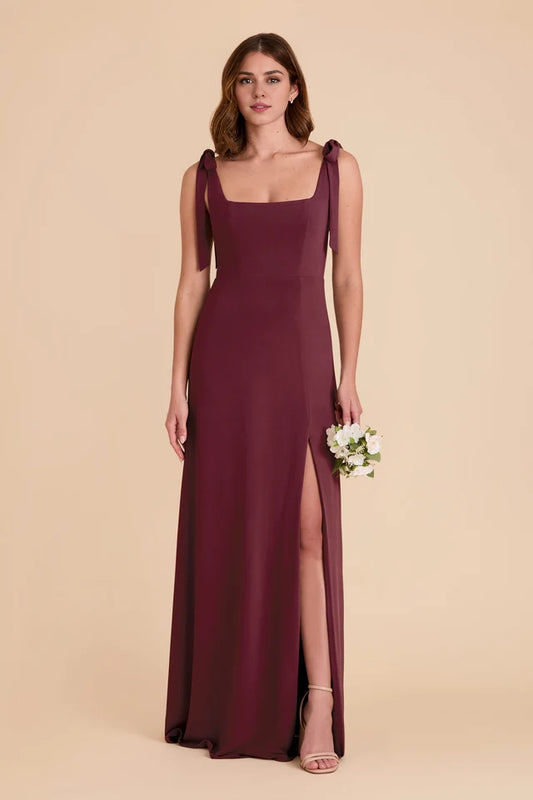 OKBBN's charming square neckline, detachable shoulder straps, fully lined front slit, Prom Dresses