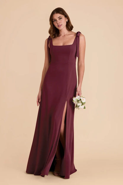 OKBBN's charming square neckline, detachable shoulder straps, fully lined front slit, Prom Dresses