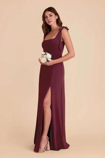 OKBBN's charming square neckline, detachable shoulder straps, fully lined front slit, Prom Dresses