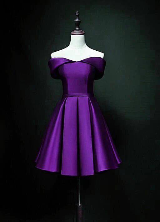 OKBBN's charming sweetheart satin off the shoulder Homecoming Dresses