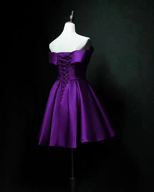 OKBBN's charming sweetheart satin off the shoulder Homecoming Dresses