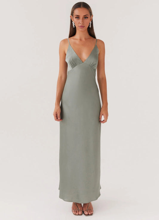 OKBBN's charming thin shoulder strap luxurious satin fashion silhouette Prom Dresses