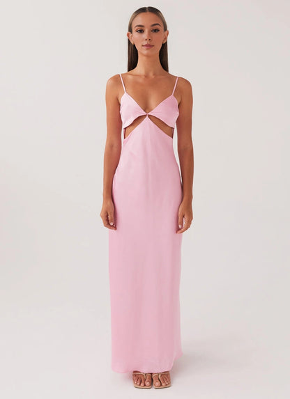 OKBBN's charming thin shoulder strap satin backless Prom Dresses