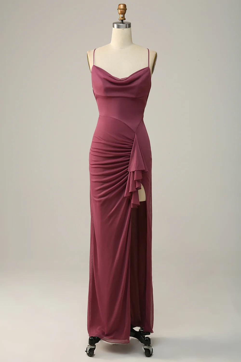 OKBBN's charming thin shoulder straps with hanging chiffon slits for Bridesmaid Dresses