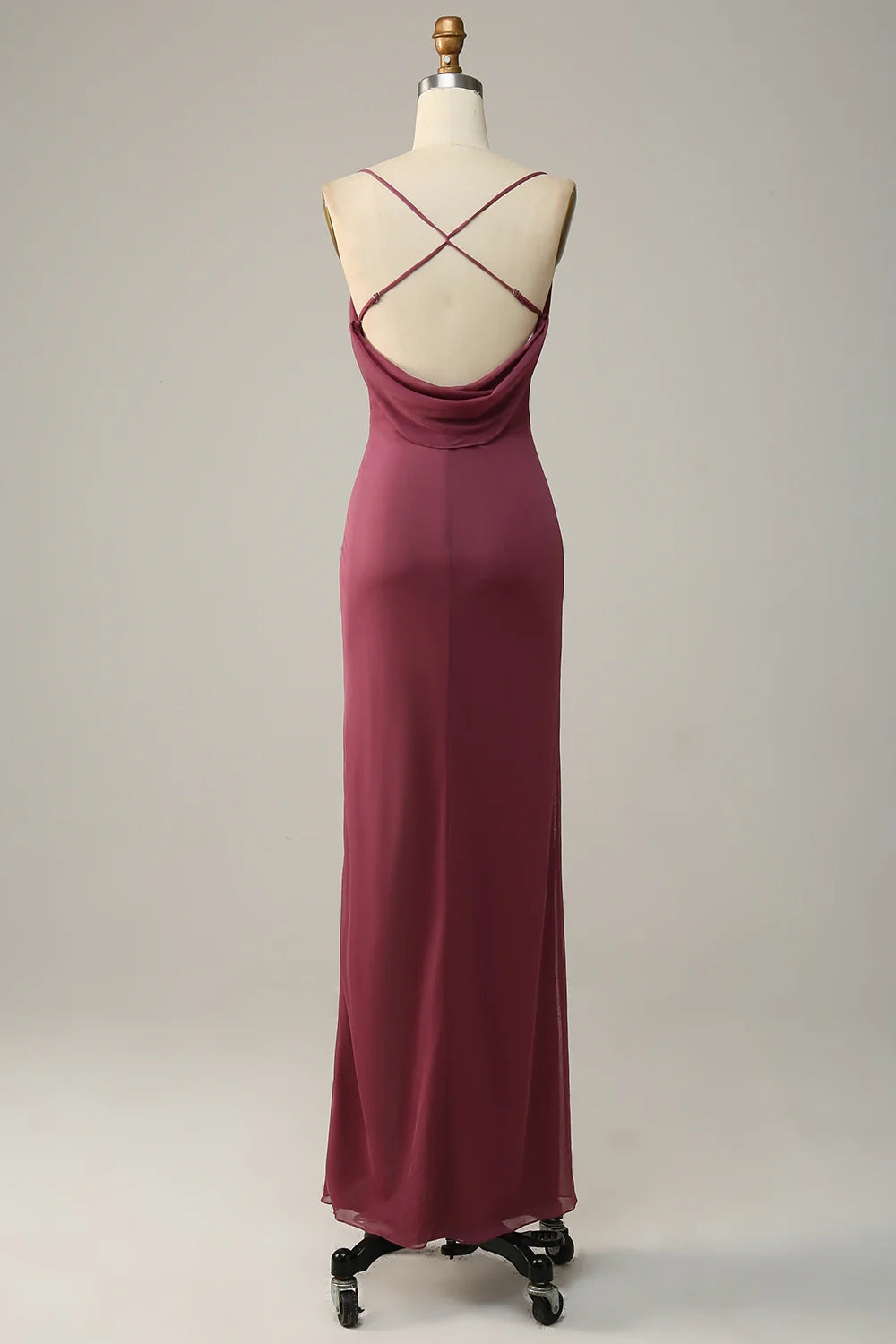 OKBBN's charming thin shoulder straps with hanging chiffon slits for Bridesmaid Dresses