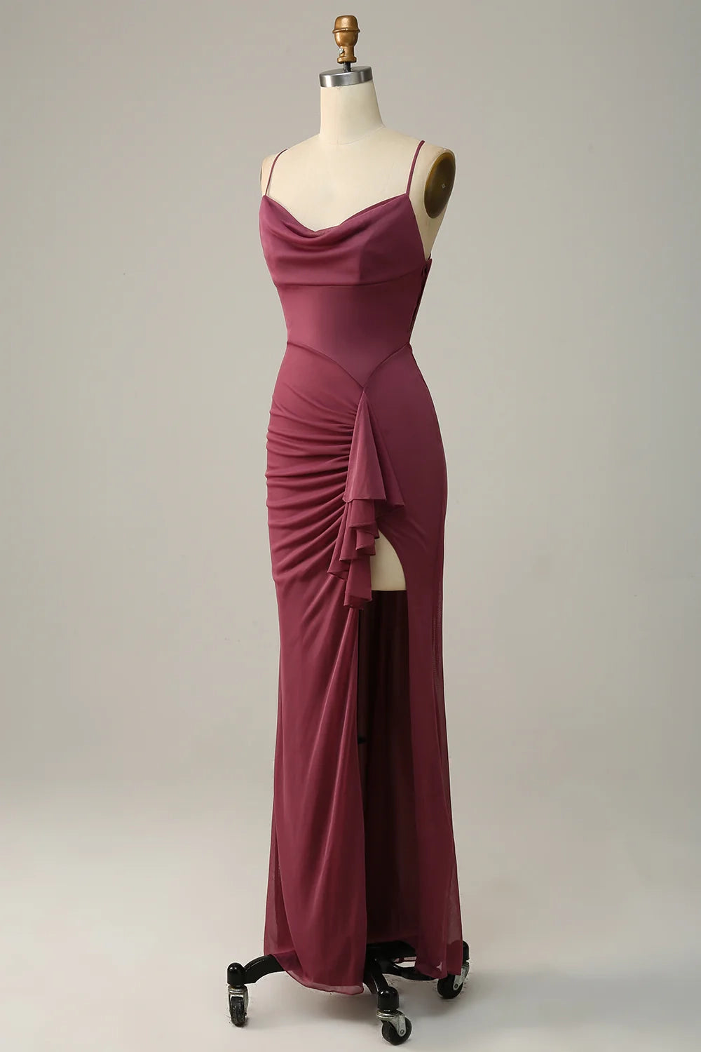 OKBBN's charming thin shoulder straps with hanging chiffon slits for Bridesmaid Dresses