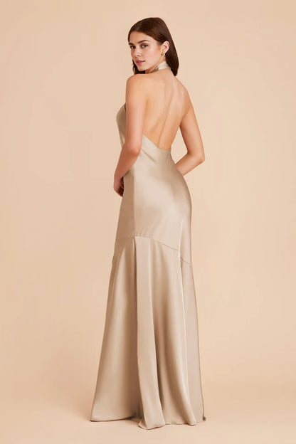 OKBBN's classic backless diagonal cut cross suspender with diagonal slit, exquisite and romantic Prom Dresses