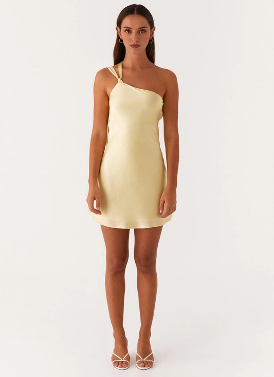 OKBBN's dazzling luxurious satin single shoulder neckline, backless and charming silhouette Prom Dresses