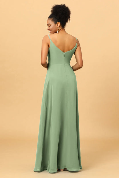 OKBBN's elegant A-line thin shoulder straps and ground chiffon Bridesmaid Dresses
