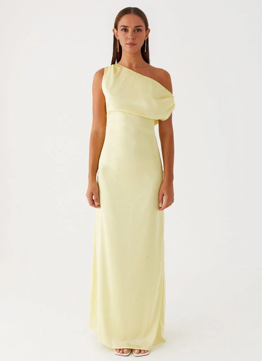 OKBBN's elegant and avant-garde off shoulder slim fit cut with shoulder pleats and a close fitting design Prom Dresses