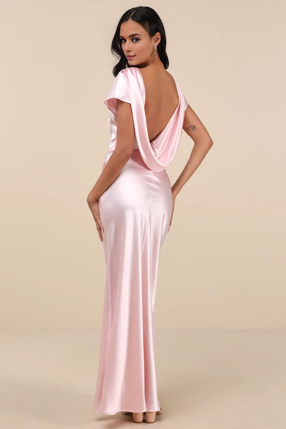 OKBBN's elegant and charming slim fitting satin hanging back Homecoming Dresses