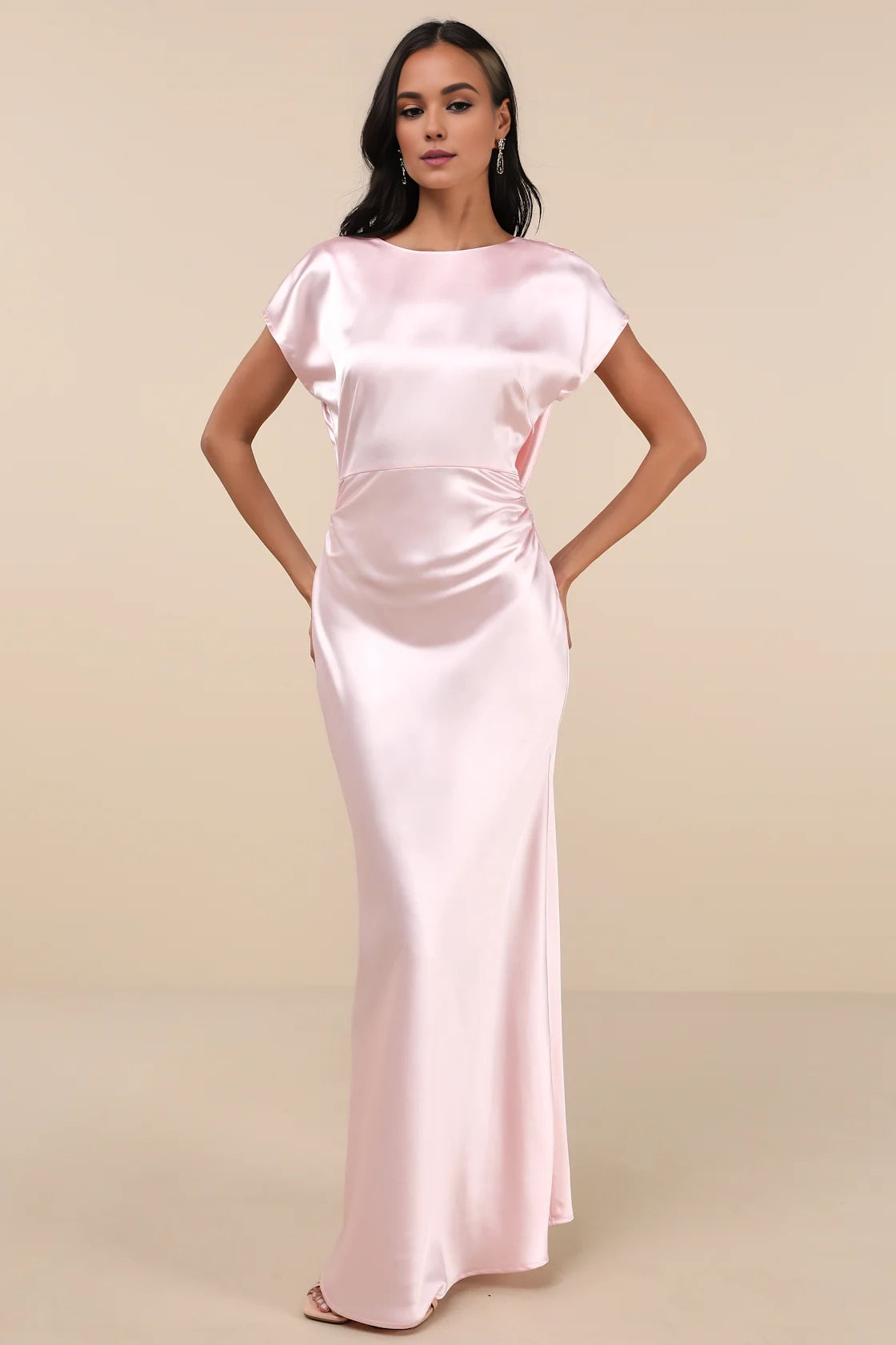 OKBBN's elegant and charming slim fitting satin hanging back Homecoming Dresses