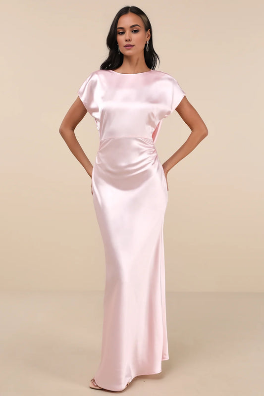 OKBBN's elegant and charming slim fitting satin hanging back Homecoming Dresses