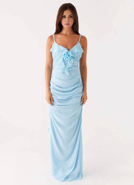 OKBBN's elegant and soft V-neck design is slim fitting with ruffled details, accentuating the silhouette for a more dynamic and elegant Prom Dresses