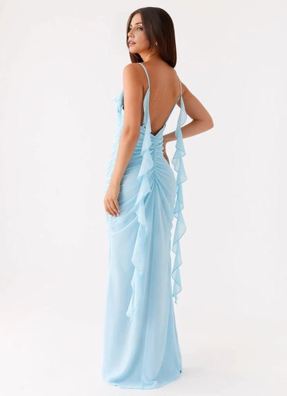 OKBBN's elegant and soft V-neck design is slim fitting with ruffled details, accentuating the silhouette for a more dynamic and elegant Prom Dresses