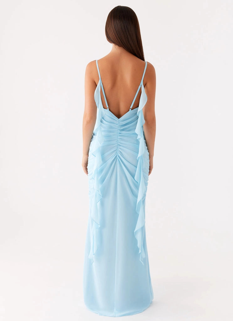 OKBBN's elegant and soft V-neck design is slim fitting with ruffled details, accentuating the silhouette for a more dynamic and elegant Prom Dresses