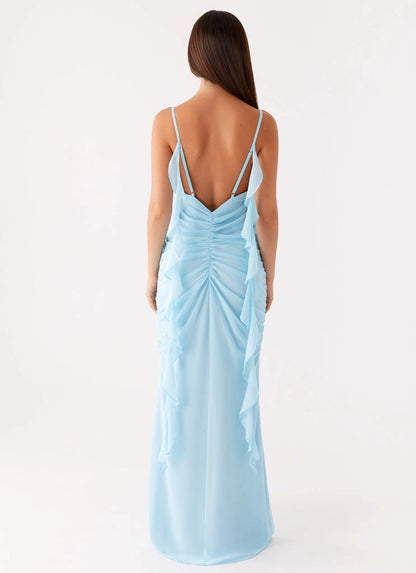 OKBBN's elegant and soft V-neck design is slim fitting with ruffled details, accentuating the silhouette for a more dynamic and elegant Prom Dresses
