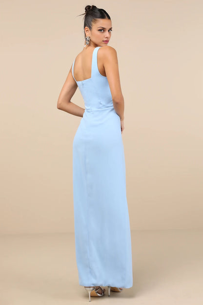 OKBBN's elegant chiffon tight corset with square neckline and wide shoulder straps Homecoming Dresses