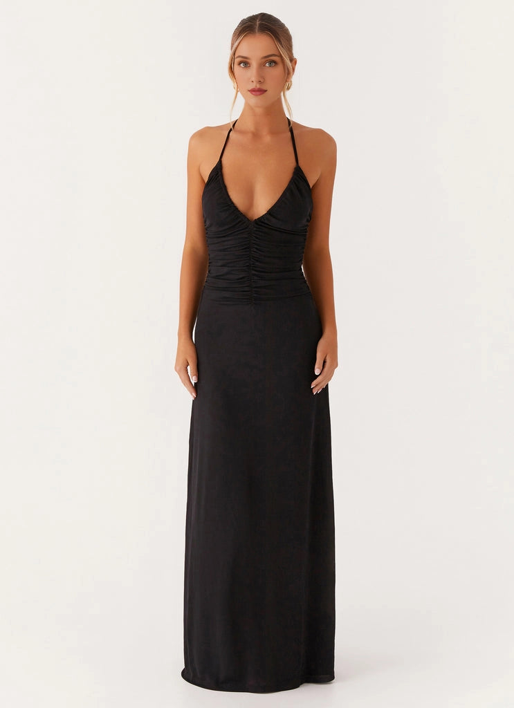 OKBBN's elegant low V-neck highlights the curves of the shoulders and neck, flowing pleated neckline Prom Dresses