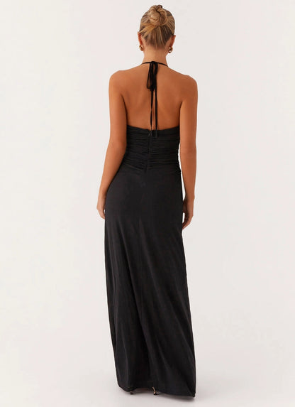 OKBBN's elegant low V-neck highlights the curves of the shoulders and neck, flowing pleated neckline Prom Dresses