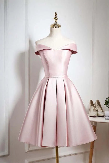 OKBBN's elegant off shoulder knee ruffle adds classic feminine charm to Homecoming Dresses