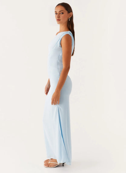 OKBBN's elegant pleated silhouette and charming off shoulder side slit Prom Dresses