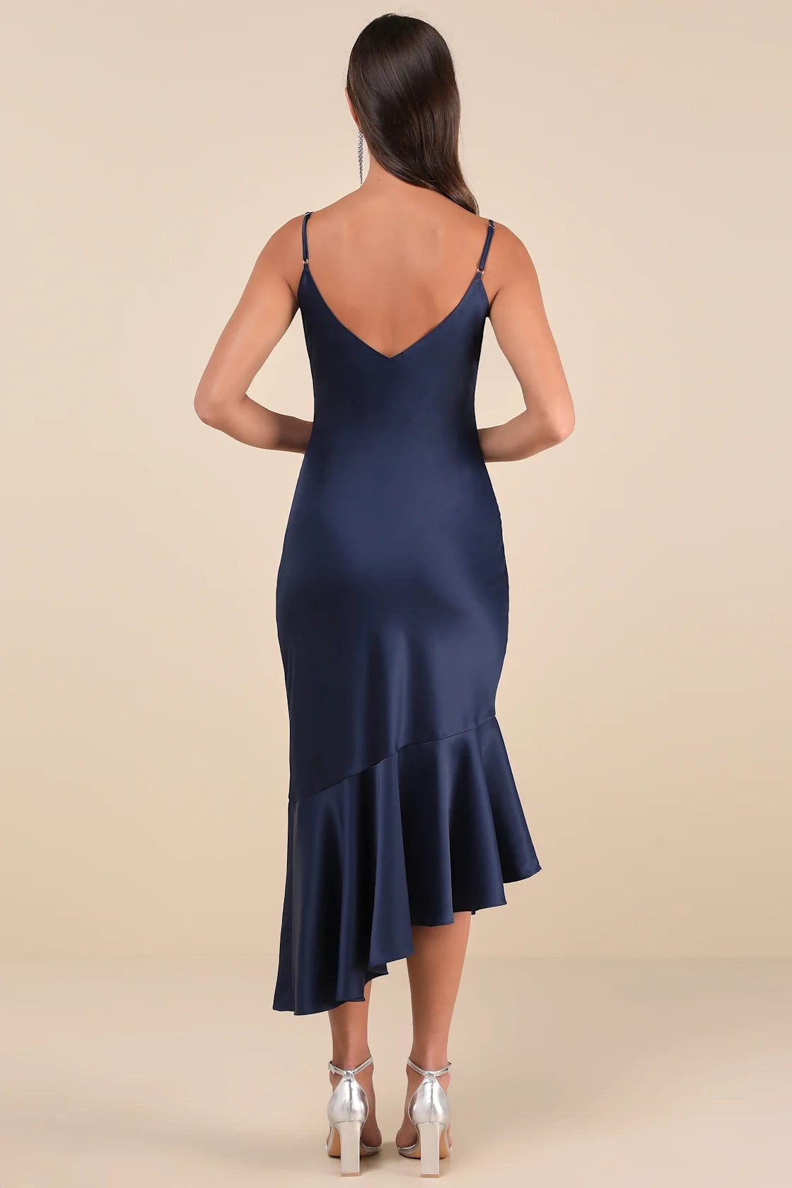 OKBBN's elegant satin asymmetric layered medium length Homecoming Dresses