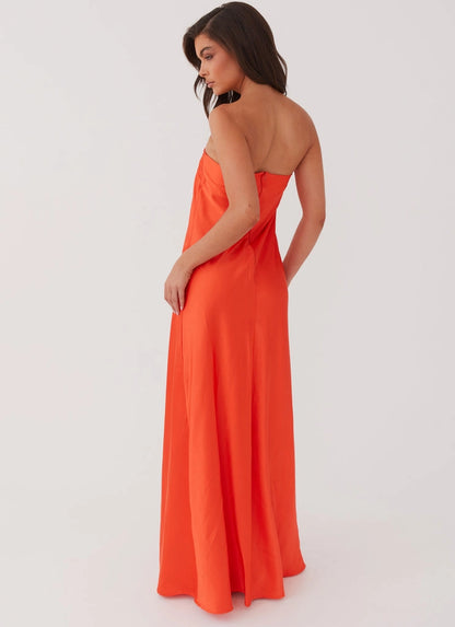 OKBBN's elegant satin silhouette with loose off shoulder neckline and smooth contour Prom Dresses