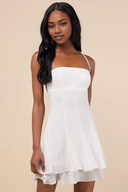 OKBBN's enchanting pleated layered mini Homecoming Dresses