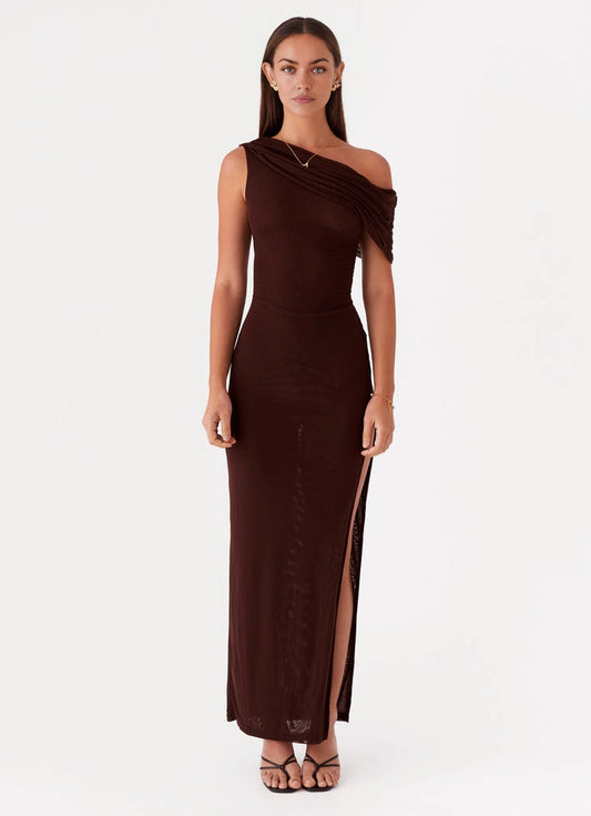 OKBBN's exquisite and charming single shoulder collar, semi transparent fabric, single shoulder hanging Prom Dresses