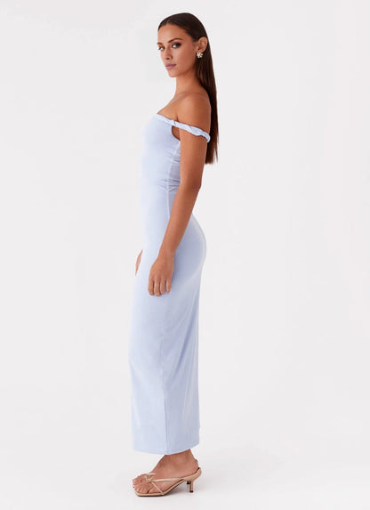 OKBBN's exquisite off shoulder twist detail elastic fabric highlights the graceful figure Prom Dresses