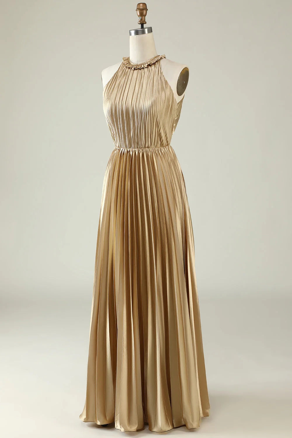 OKBBN's eye-catching A-line backless pleated long Bridesmaid Dresses