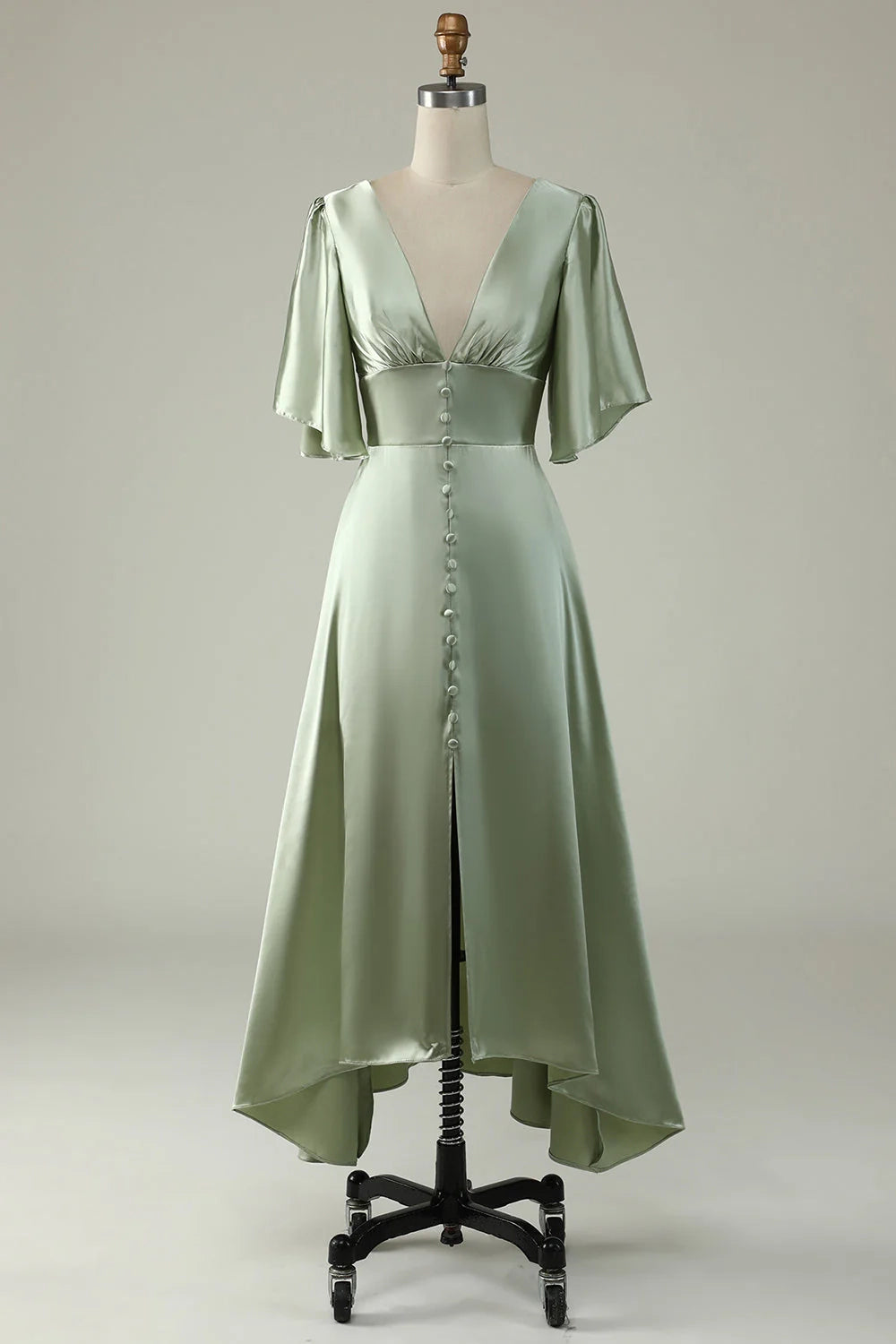 OKBBN's eye-catching A-line deep V-neck half sleeved Bridesmaid Dresses