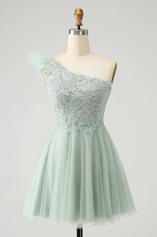 OKBBN's eye-catching A-shaped shoulder short bead Homecoming Dresses