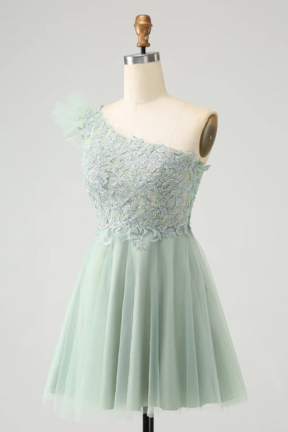 OKBBN's eye-catching A-shaped shoulder short bead Homecoming Dresses