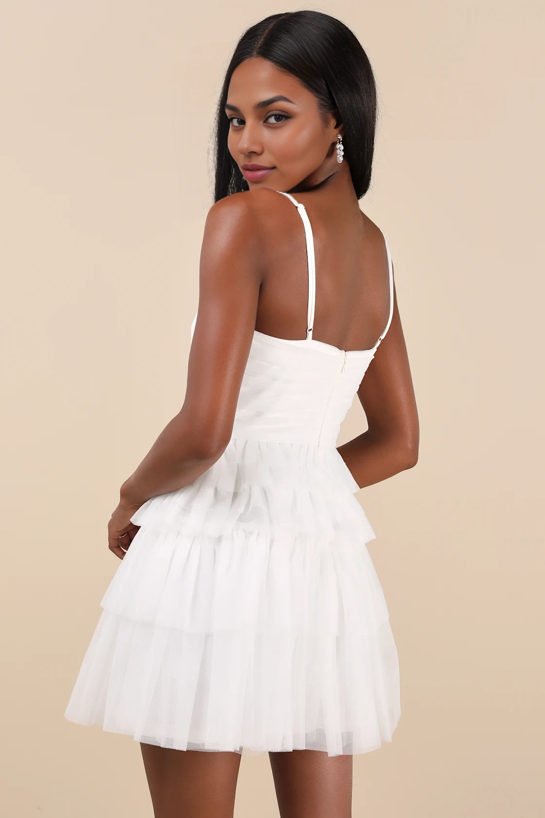 OKBBN's eye-catching chiffon pleated sleeveless layered mini pleated sleeveless tight corset Homecoming Dresses