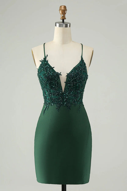 OKBBN's eye-catching fashion tight V-neck short bead Homecoming Dresses