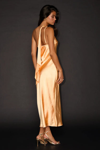 OKBBN's eye-catching satin single shoulder mid length Homecoming Dresses