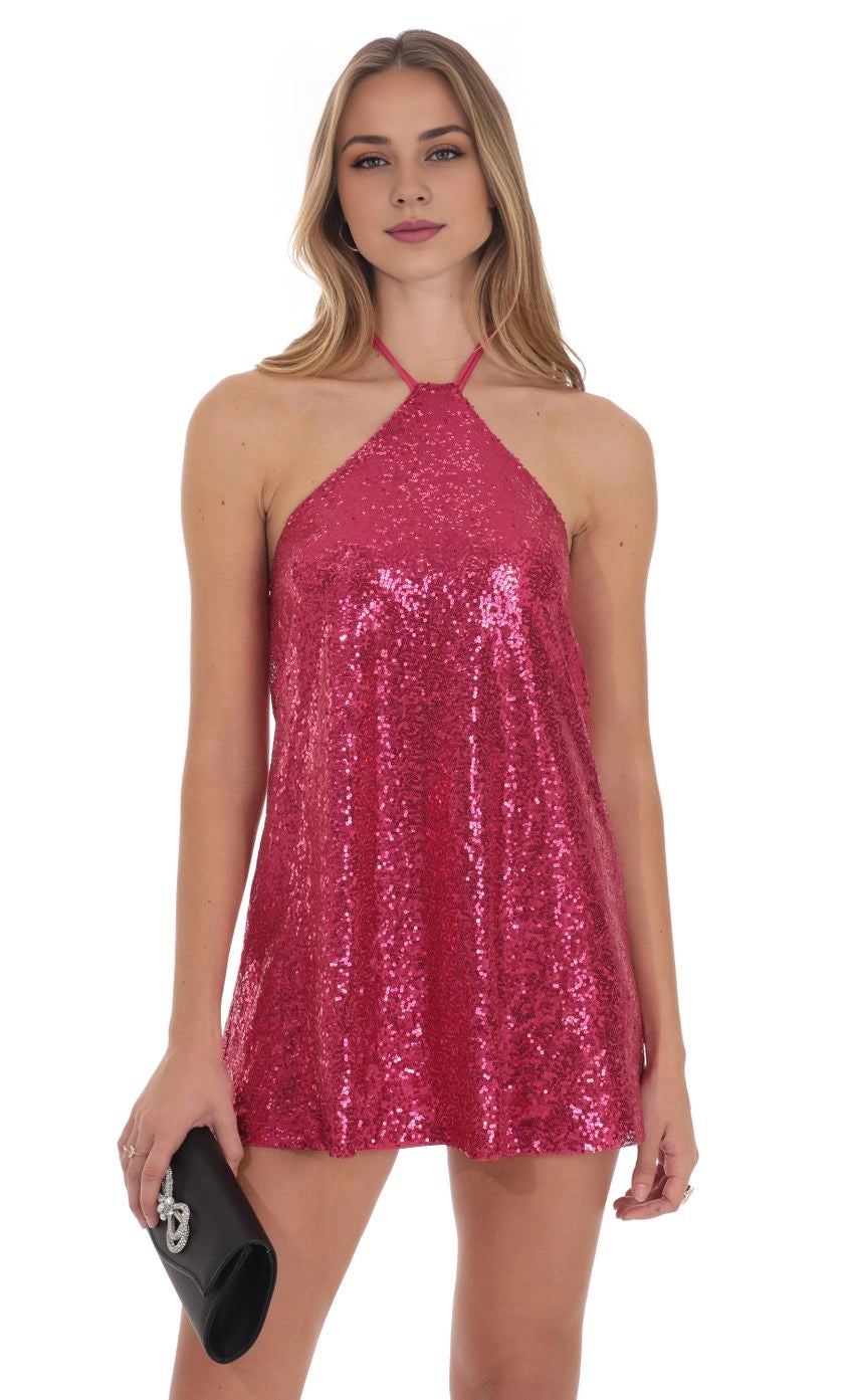 OKBBN's eye-catching thin shoulder strap with shiny sequins hanging neck Homecoming Dresses