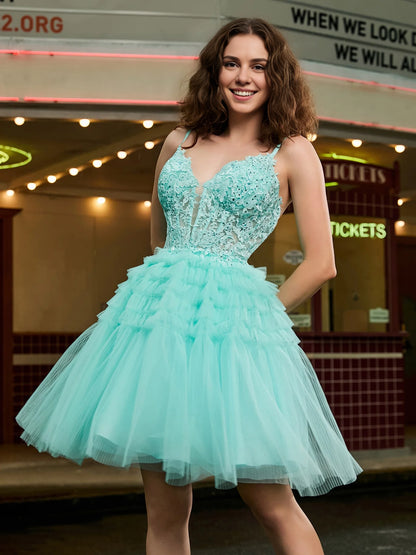 OKBBN's eye-catching tight corset top with layered chiffon Homecoming Dresses