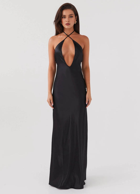 OKBBN's fashionable keyhole hollow oblique cut Prom Dresses