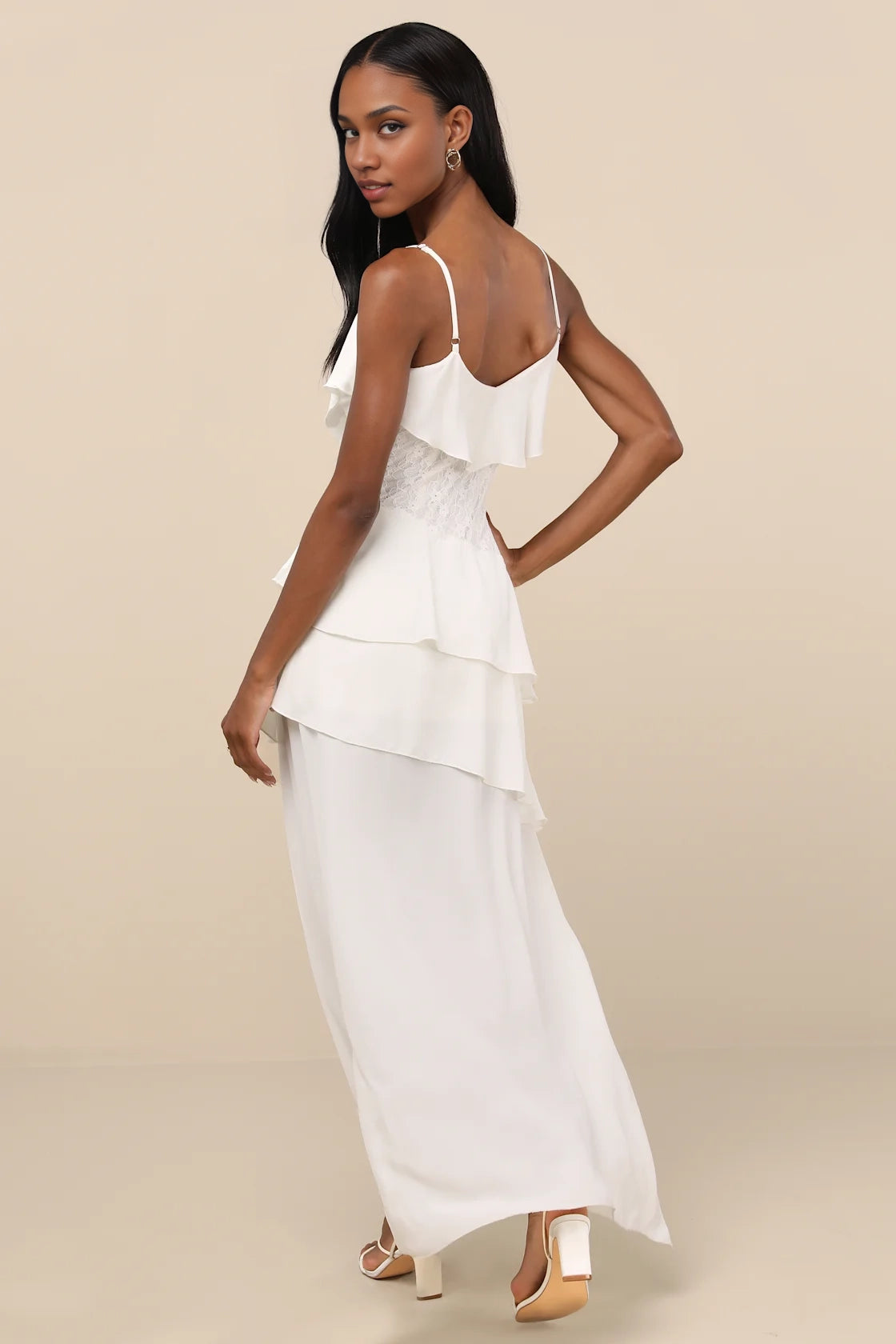 OKBBN's flowing layered thin shoulder straps with ruffled edges for high and low Homecoming Dresses