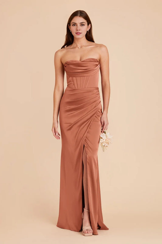 OKBBN's gorgeous and elegant scarf collar, detachable thin shoulder strap, tight corset, column shaped wrapped slit, Prom Dresses